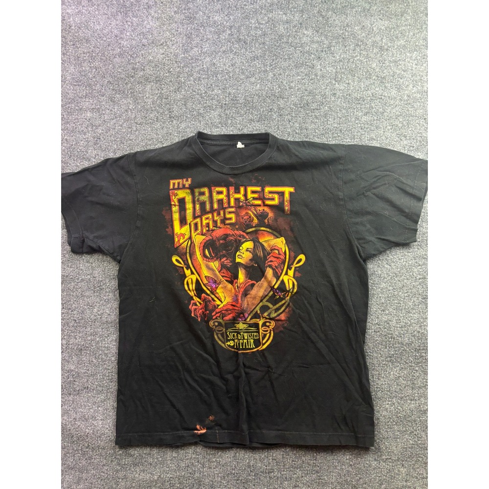 My Darkest Days Band Shirt Mens Large Sick and Twisted Affair 2012 Tour Graphic